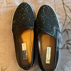 INC black beaded slip on sneakers.  EUC